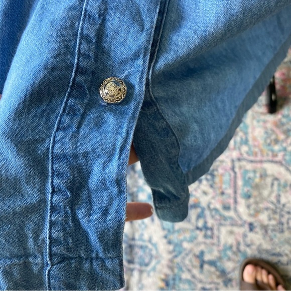 Vintage Bridge Sportswear Denim Midi Dress Blue Smocked Modest Cottagecore Sz S - Picture 5 of 13